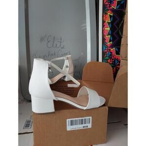 Sugar Womens Size 6.5 Noelle White Heel Open Toe Ankle Strap Shoes #00Q